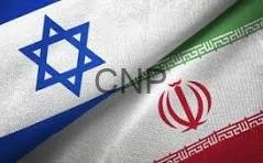 ir is - Center News Network Close-up of two overlapping flags: Israel's blue Star of David on the left and Iran's flag with a red emblem on the right, symbolizing two nations.