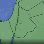 Map view of a Middle East region with green land, coastal area on the left, and labeled Arabic cities; shows country borders and a timestamp (2026-05-07 03:00:00 UTC) with ArabiaWeather logo.