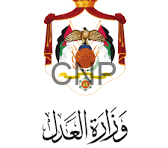 Emblem of the Ministry of Justice with Arabic text underneath reading وزارة العدل