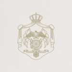 Coat of arms style emblem: crown atop a shield with ornate scrollwork and a central wheel, bearing the letters CNP