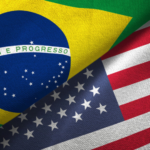 Overlapping flags of Brazil and the United States, symbolizing Brazil–US cooperation or relations.