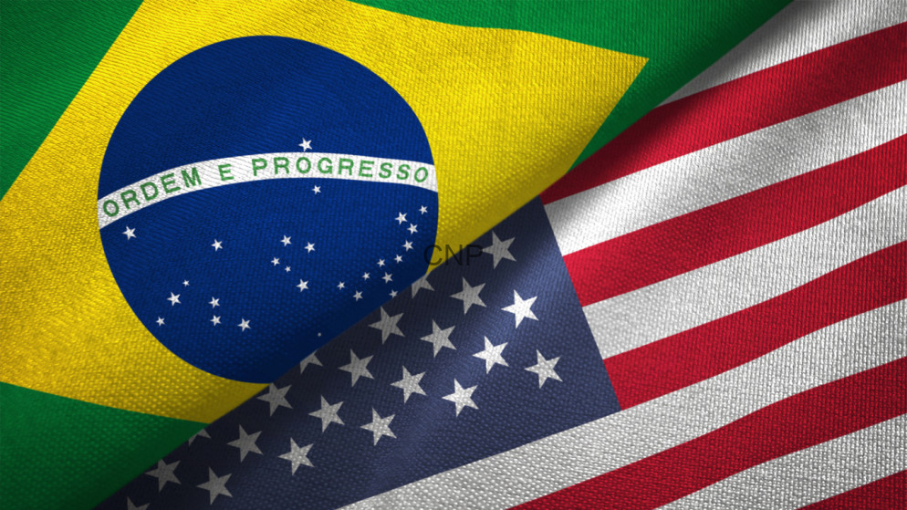 image - Center News Network Overlapping flags of Brazil and the United States, symbolizing Brazil–US cooperation or relations.